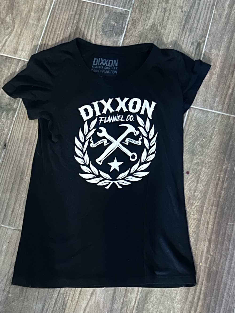 DIXXON Black Tee with White Crest Logo